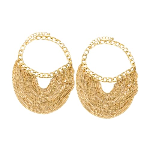 KOMBIUDA 2 Stück Goldene Punk Mehrschichtige Fußkette mit Quasten Modische Damen Fußkettchen für Frauen Stylische Boho Schmuckkette Langlebige und Einfache Ablegung von KOMBIUDA