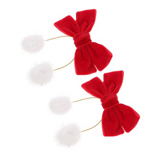 KOMBIUDA 2 Stück Haarnadeln Aus Samt Mit Schleifen Pelzbällen Und Quasten Haarschleifenklammern Für Mädchen Haarschmuck Für Babys Und Kleinkinder von KOMBIUDA