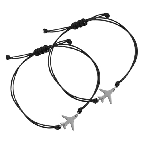 KOMBIUDA 2 Stück Handgefertigtes Verstellbares Geflochtene Schnurarmbänder mit Flugzeuganhänger für Damen und Herren Robustes Freundschafts Reisegeschenk Passend für Handgelenkgrößen von KOMBIUDA