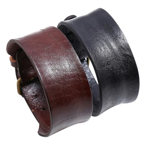 KOMBIUDA 2 Stück Herren Lederarmband Retro Punk Stil Cooles Vintage Armband aus Rindsleder in Schwarz und Braun Modisches Wrist Jewelry für Männer für Partys und Geschenkideen von KOMBIUDA