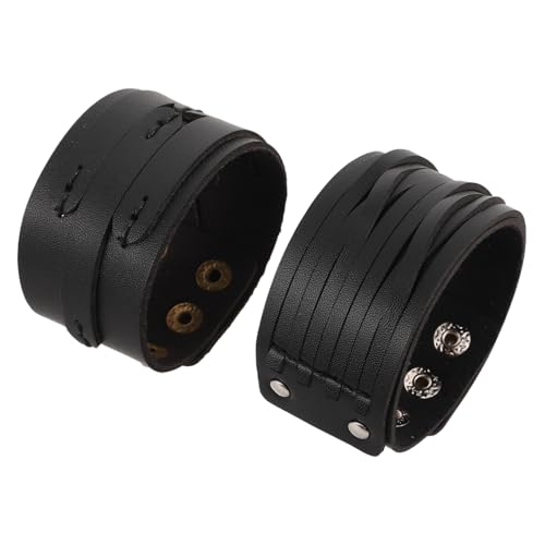 KOMBIUDA 2 Stück Herren Punk Armband aus Breitem PU mit Markanten Nieten Robuster Manschette für Alltag Partys und Outdoor Aktivitäten Modisches Bequemes Schmuckstück von KOMBIUDA