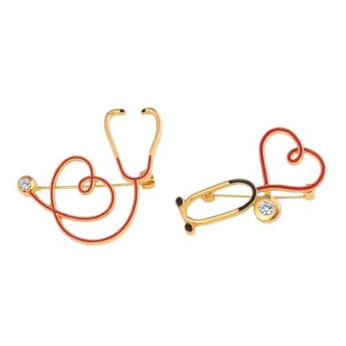 KOMBIUDA 2 Stück Herzförmige Stethoskop broschen aus Legiertem mit Strass Medizinisches Zubehör für Ärztinnen und Krankenschwestern Modische Anstecknadeln als Geschenk für von KOMBIUDA