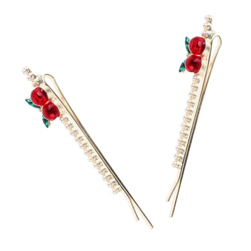 KOMBIUDA Kirsche Haar Clip Set Strass Haarspange Faux Elegante Seite Haarnadel Für Frauen von KOMBIUDA