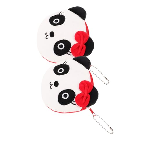 KOMBIUDA 2 Stück Kleines Damen Portemonnaie Plüsch Panda Münztasche mit Reißverschluss Leicht und Sicher Geldbörse Kartenhalter für Alltag und Geschenk von KOMBIUDA