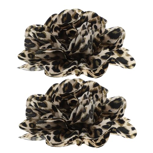 KOMBIUDA 2 Stück Leopard Blumenbroschen aus Satinstoff Extra Groß Modische Anstecknadeln für Damen Hochzeitsfest Party Kleidung Schal und Hut Dekoration von KOMBIUDA