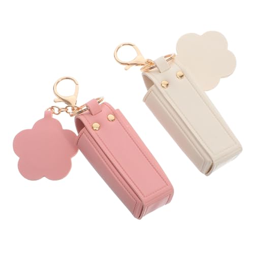 KOMBIUDA 2 Stück Lippenstift Organizer Schlüsselanhänger mit Spiegel Tragbare Lippenstifthülle Kompakte Reise-Make-up-Tasche Stabiler Schutz für Lippenstifte Modischer Lippenpflegehalter von KOMBIUDA