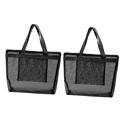 KOMBIUDA 2 Stück Mesh Strandtaschen Damen Große Leichte Netz einkaufstasche aus Strapazierfähige Atmungsaktive Badetasche für Reise Sport und Strand für Familie von KOMBIUDA