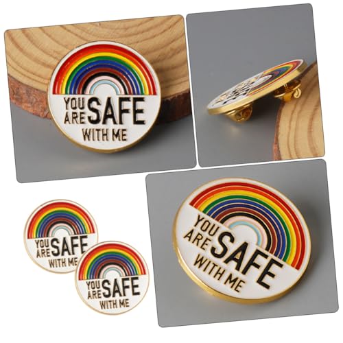 KOMBIUDA 2 Stück Metall Regenbogen Broschen You Are Safe With Me Emaille Anstecknadeln für Frauen Kompakt und Leicht Farbenfrohe Pride Pins für Kleidung Taschen und Hüte von KOMBIUDA