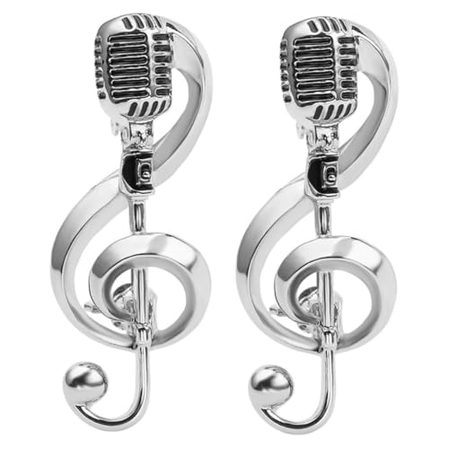 KOMBIUDA 2 Stück Musik-Brosche-Schmuck für Mikrofon Symbol Zubehör Musikalische Brosche Anstecknadel mit Musiknoten Dame, Stift Legierung Silber von KOMBIUDA