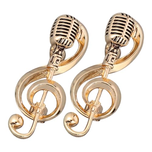KOMBIUDA 2 Stück Musikbrosche Mikrofon und Noten Set Retro Design Langlebige Modische Anstecknadeln für Damen Vintage Schmuck Accessoire Stilvolle Kleidung Dekoration von KOMBIUDA