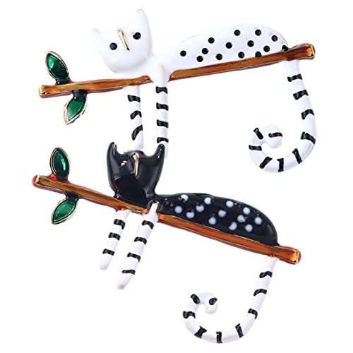 KOMBIUDA 2 Stück Niedliche Katzenbroschen Pins Emaillierte Dekorative Anstecknadeln in Schwarz und Weiß Tierbroschen für Damen und Mädchen Eleganter Schmuck für Party und Alltag von KOMBIUDA