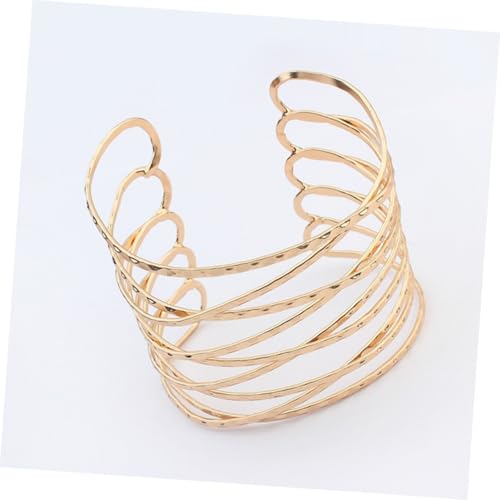 KOMBIUDA 2 Stück Offener Verstellbarer Oberarmreif Filigranem Netz metall in Gold und Weißgold Modisches Armband für Damen Eleganter Armschmuck für Partys Hochzeit und Alltag von KOMBIUDA