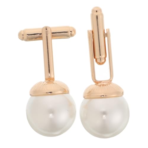 KOMBIUDA 2 Stück Perlen manschettenknöpfe Herren Metall Schmuck Klassisch Elegante Business Hemd French Cuff Accessoire Hochzeit Anzug Geschenk von KOMBIUDA