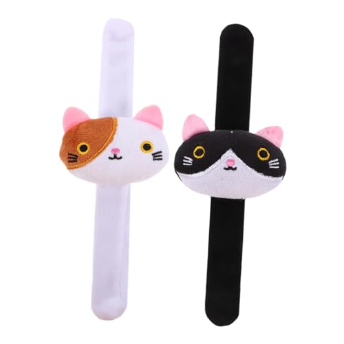 KOMBIUDA 2stücke Stofftier-schlagarmband Baumwollmaterial Tier-schlagarmband Mit Katzendekor Plüsch-schnapparmband Als Party Favor Und Halloween- von KOMBIUDA