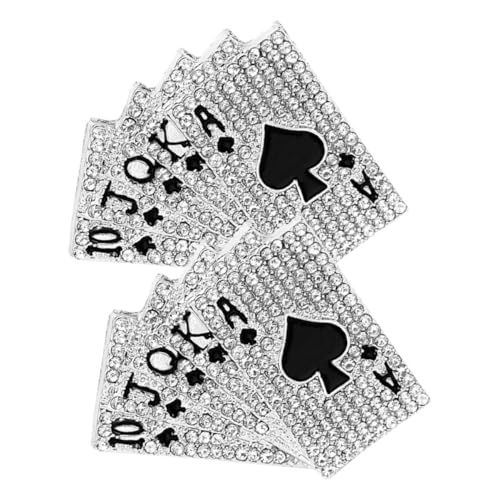 KOMBIUDA 2 Stück Poker Broschen mit Strasssteinen Hip hop Anstecknadeln Kreative Spielkarten Design Modische Reversnadeln für Damen und Herren Vielseitig Tragbar bei Anzug und Freizeit von KOMBIUDA