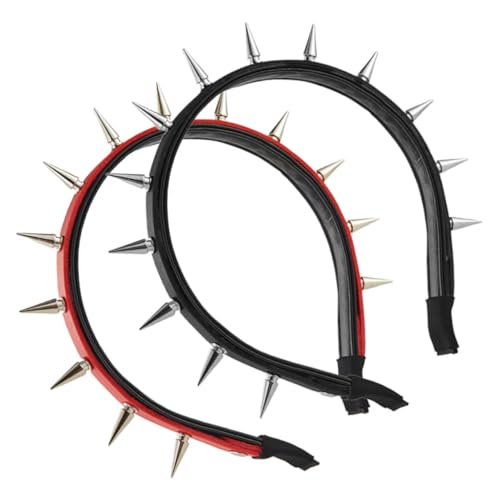 KOMBIUDA 2stücke Stachelförmige Stirnbänder Für Halloween-festivals Und Aufführungen Modisches Kopfstück Mit Nietendekor Stylisches Festival-punk-stirnband von KOMBIUDA