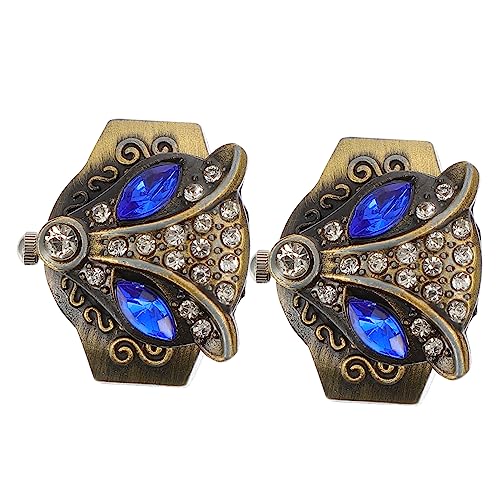 KOMBIUDA 2 Stück Retro Finger Ring Uhr mit Flip Deckel Elastischer Verstellbarer Schmuckring Uhr für Damen und Herren Langlebig und Modisch Kreatives Vintage Design Unisex Fingerschmuck KOMBIUDA 2 Stück Retro Finger Ring Uhr mit Flip Deckel Elastischer Verstellbarer Schmuckring Uhr für Damen und Herren Langlebig und Modisch Kreatives Vintage Design Unisex Fingerschmuck von KOMBIUDA