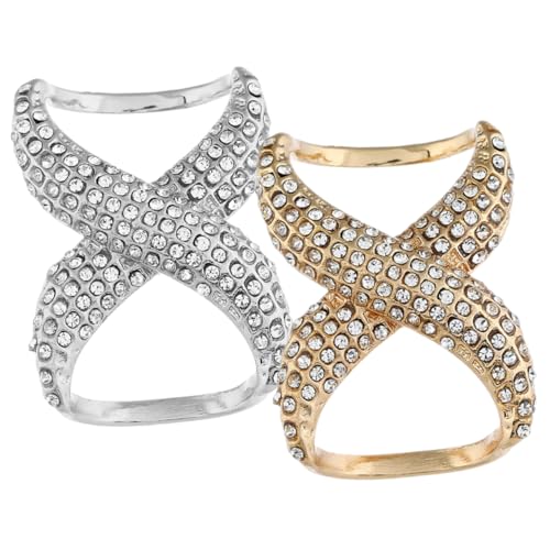 KOMBIUDA 2 Stück Rhinestone Schalringe Stilvolle Clips für Schals Shirts und Umhänge Accessoires Gold und Silber für Partys und Alltag von KOMBIUDA