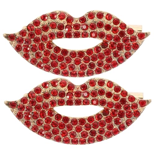 KOMBIUDA 2 Stück Rote Lippen Brosche aus Langlebiger Zinklegierung mit Funkelnden Strasssteinen Modisches Damen Anstecknadel Schmuckaccessoire für Kleidung Party Hochzeit und Alltag von KOMBIUDA
