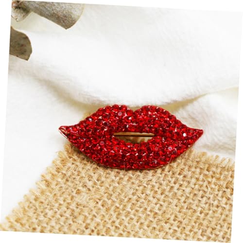 KOMBIUDA 2 Stück Rote Lippenbrosche mit Funkelnden Strasssteinen Anstecknadel Damen Langlebiges Material Auffälliges Design für Hochzeit Alltag und Festliche Kleidung von KOMBIUDA