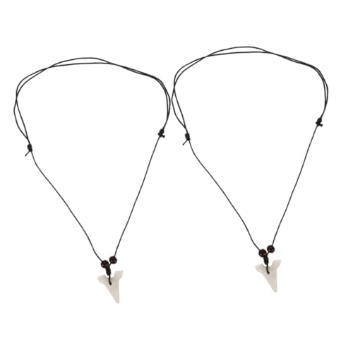 KOMBIUDA 2 Stück Simulierte Haifischzahn Halskette Resin Anhänger Unisex Schmuck Modisch Vielseitig für Party Date Alltag Weiß von KOMBIUDA
