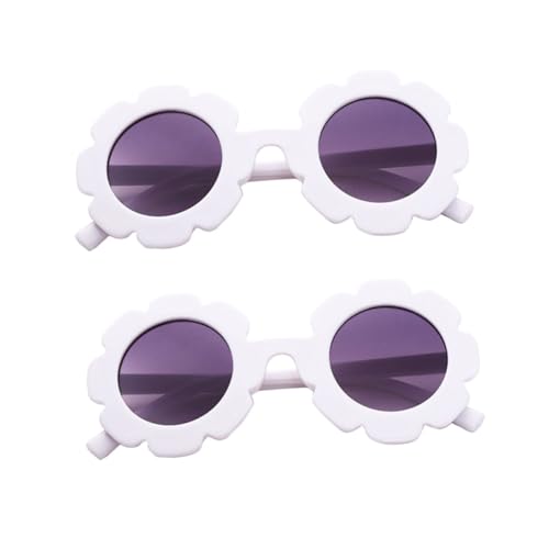 KOMBIUDA 2 Stück Sonnenbrille Party Sonnenbrille mit Sonnenblumen Design Weißer Rahmen und Gläser Uv Schutz Leicht und Modisch für Mädchen Jungen Outdoor und Kostümzubehör von KOMBIUDA