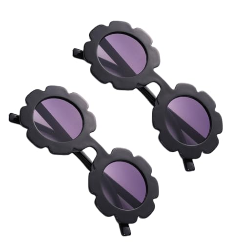 KOMBIUDA 2 Stück Sonnenbrillen Schwarz mit Sonnenblumen Design Uv Schutz Leicht und Robust für Party und Outdoor Junge Mädchen Accessoire von KOMBIUDA