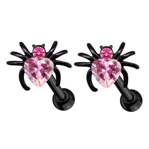 KOMBIUDA 2 Stück Spider Ohrstecker Herzform Gothic Tier Schmuck Halloween Party Accessoire Modisch für Damen und Mädchen von KOMBIUDA