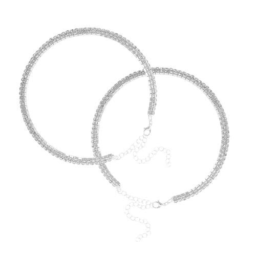 KOMBIUDA 2stücke Mehrelegante Glitzer-halskette Für Damen Verstellbare Choker-halskette Mit Strass Glänzendes Schmuckstück Für Hochzeit Und Weihnachten von KOMBIUDA