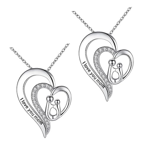 KOMBIUDA 2 Stück Teiliges Herzanhänger für Damen Langlebige Hautfreundlich Glatte Oberfläche Stilvolle Halskette als Muttertagsgeschenk für Mutter und Tochter Modisches Schmuckstück von KOMBIUDA
