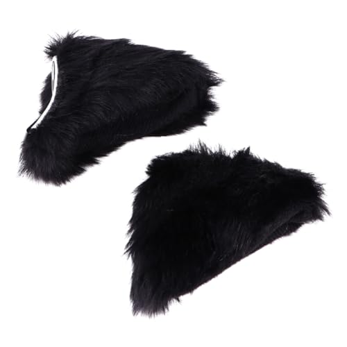 KOMBIUDA 2 Stück Teiliges Katzenohren Haarspangen aus Schwarzem Plüsch Handgefertigte Masquerade Headdress Distinctive Haarjuwelen für Mädchen Halloween Cosplay Zubehör von KOMBIUDA