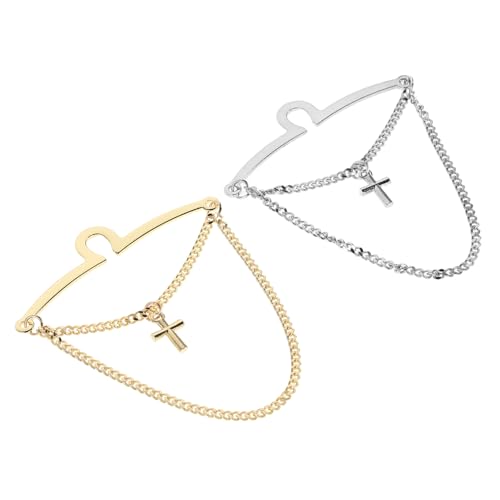 KOMBIUDA 2 Stück Teiliges Ketten-kragen Stilvollem Kreuz-motiv Robuste Metall-krawattenklammern für Herren Rutschfeste Business-accessoires für Hochzeiten Formelle Anlässe und Meetings von KOMBIUDA