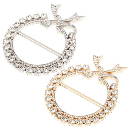 KOMBIUDA 2 Stück Teiliges Shirt Clip aus Langlebiger Legierung Modische Schal und Tuch Schnallen Vielseitige Kleidungsschmuck Ringe Einfach zu Tragen Lösen Passend für Blusen und Westen von KOMBIUDA