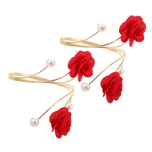 KOMBIUDA 2 Stück Teiliges Verstellbares Armreif aus Edelstahl mit Metallblumen Perlenverzierung und Offenem Design Modisches Boho Armband für Damen und Langlebig Geeignet für Alltag und von KOMBIUDA