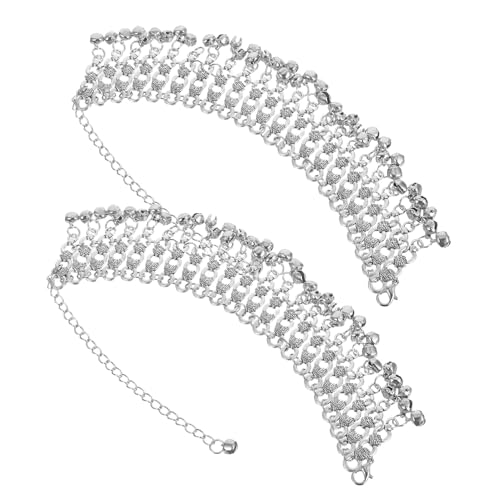 KOMBIUDA 2 Stück Teiliges Vintage Glöckchen Fußkettchen Verstellbare Mehrlagige Fußkette mit Quasten Ethno-Stil Schmuck für Damen Geeignet für Tanz Strandurlaub und Festivalmode von KOMBIUDA