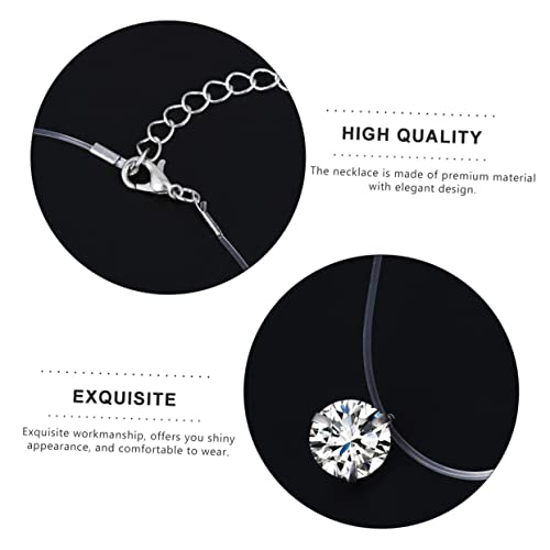 KOMBIUDA 2 Stück Transparente Unsichtbare Fischleitungs Halskette mit Funkelnden Zirkonia Anhängern Teiliges Modisch für Mädchen für Alltag Party zu Geburtstag und Festival von KOMBIUDA