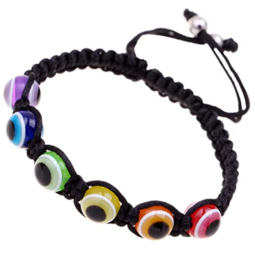 KOMBIUDA 2 Stück Verstellbare Auge Armbänder Handgewebte Regenbogen Fadenglieder mit Perlen Glücksbringer Schutz Schmuck für Damen und Herren Handgelenk Deko von KOMBIUDA