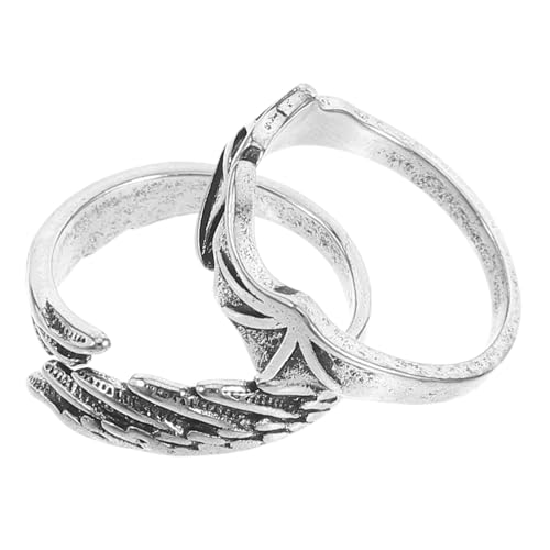 KOMBIUDA 2 Stück Verstellbare Flügel-ringe Damen Herren Vintage Bat Wing und Angel Wing Offener Ring Schmuck für Party Alltag Geschenk von KOMBIUDA