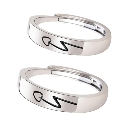 KOMBIUDA 2 Stück Verstellbare Paarring Kupfer Ringe Ihn Herz Design Offener Partner Schmuck Langlebig und Komfortabel Klassisch Zeitlos als Valentinsgeschenk von KOMBIUDA