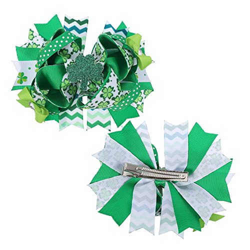 KOMBIUDA Schleifen-haarspangen Kleeblatt-design Für Kinder St Patrick's Day Haarschmuck Aus Stoff Und Metall Robust Und Langlebig von KOMBIUDA