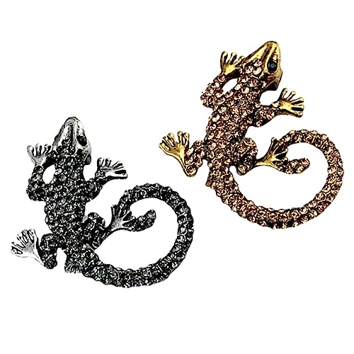 KOMBIUDA 2 Stück Vintage Gecko Broschen aus Legierung Anstecknadeln für Kleidung Kreative und Vielseitige Brustnadeln mit Sicherem Verschluss Damen und Herren Schmuckaccessoire von KOMBIUDA