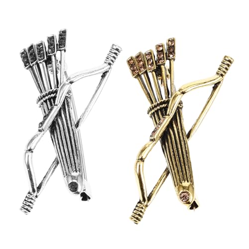 KOMBIUDA 2 Stück Vintage Herren Brosche Metall Anstecknadel Bogen und Flügel Design in Antik Silber und Gold für Anzug Hemd Revers Schmuck Accessoire Elegante Dekoration von KOMBIUDA