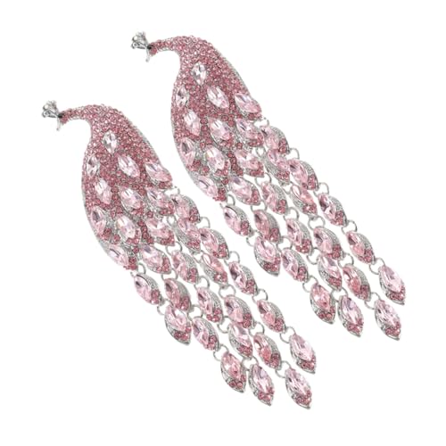 KOMBIUDA 2 Stück Vintage Pfau Brosche mit Strass und Langem Quastenanhang Dekorative Anstecknadel für Kleidung Schal und Hut Farbenfrohe Schmuckverzierung für Damen von KOMBIUDA