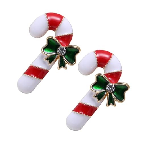 KOMBIUDA 2 Stück Weihnachtliche Broschen Set Teilig mit Kristallverzierung Handgefertigte Zuckerstangen Broschen aus Legierung Party Clip Schmuck für Kleidung Taschen Pullover und Mäntel von KOMBIUDA