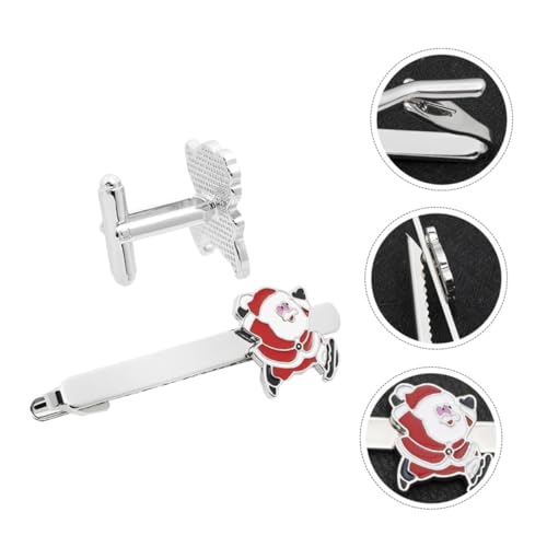 KOMBIUDA 2 Stück Weihnachtliche Krawattenklammer mit Mini Santa Claus Motiv Dekorative Tie Bars Modische Anzug Accessoires für Herren Festliche Geschenkidee für Weihnachtsfeier von KOMBIUDA
