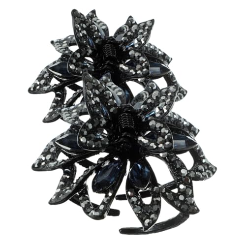 KOMBIUDA 2 Stücke Kristall Haar Klaue Clips Strass Blume Halter Für Frauen Mädchen Pferdeschwanz Zubehör von KOMBIUDA