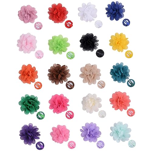 KOMBIUDA 20 Stück Chiffon Blumen Haarspangen Damen Haarspangen Chiffon Blumen Haarspangen Chiffon Blumen Haarnadeln Kleinkind Haarspangen Kinder Haarspangen Chiffon Blumen Haar von KOMBIUDA