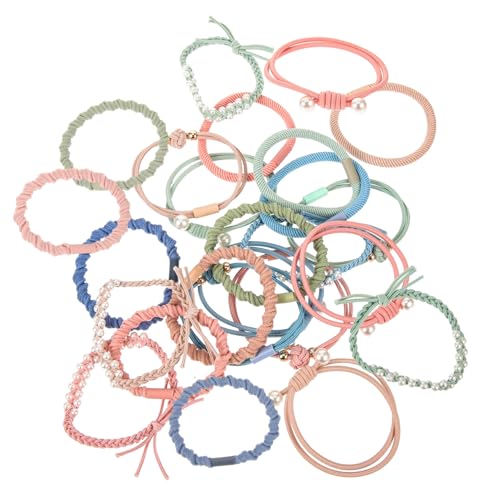 KOMBIUDA 20 Stück Teiliges Elastische Geflochtene Haarringe mit Perlen Strapazierfähige Haargummis für Mädchen Vielseitiges Haarschmuck accessoire für Alltag Party und Reisen von KOMBIUDA