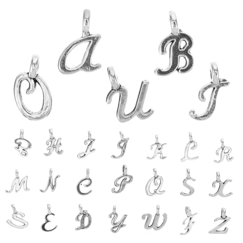 KOMBIUDA 26 Stück Teiliges Metallanhänger mit Englischen Buchstaben DIY Schmuckanhänger für Armbänder Halsketten Vielseitige Bastelperlen für Personalisierte Schmuckherstellung von KOMBIUDA