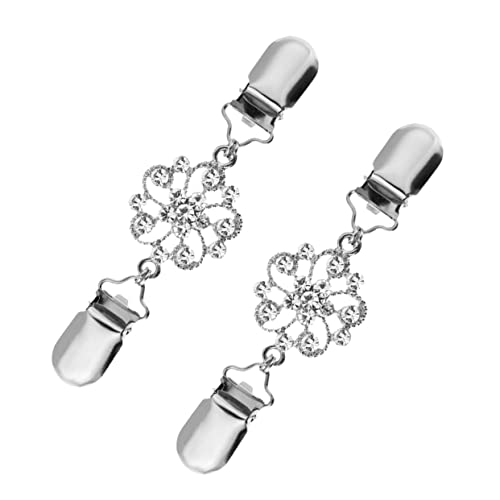 KOMBIUDA 2stücke Kleiderklammern Für Damen Strickjackenbroschen Aus Zinklegierung Schalklammern Mit Blumendesign Pulloverklammern Stilvolle Schmuckanhänger Zum Befestigen von KOMBIUDA